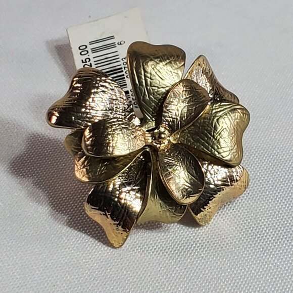 Gold Flower Adjustable Stretch Ring For Women NWT - Picture 1 of 10